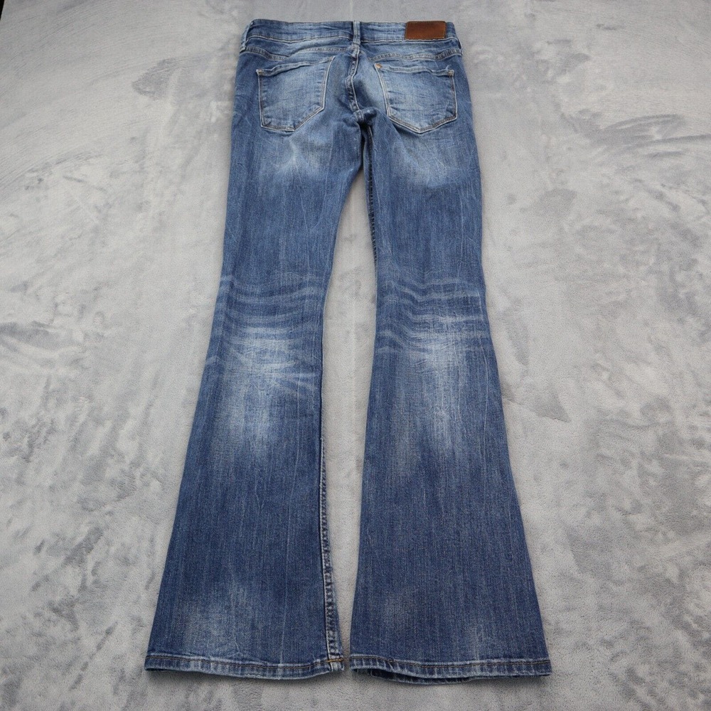 HM Pants Womens 28 Blue Denim Low Waist Boot Cut Flat Front Jeans Bottoms - Picture 8 of 16